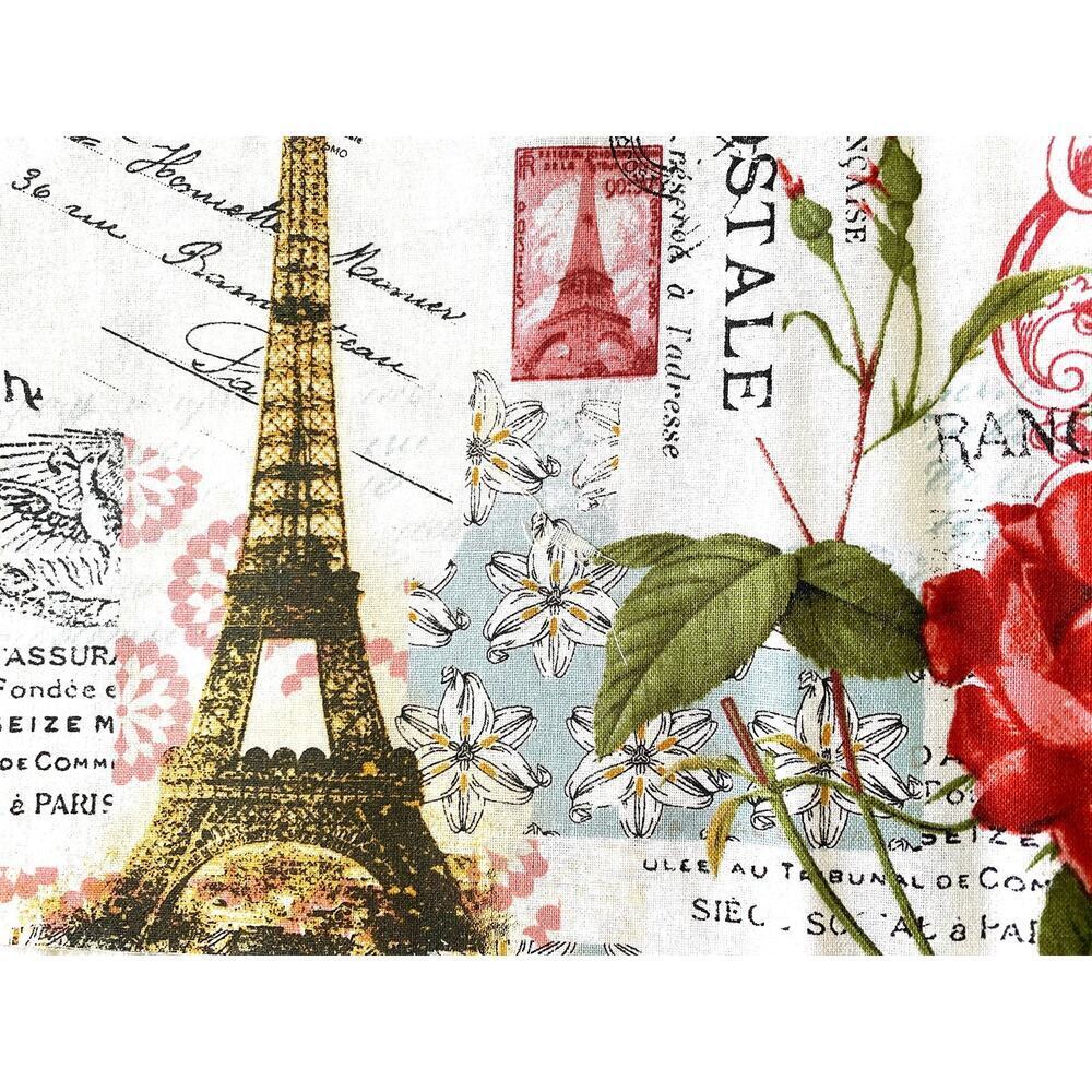 Pre-cut Paris Theme Fabric Swatch 51 Pieces Pink, Brown, Greenery, Eiffel Tower